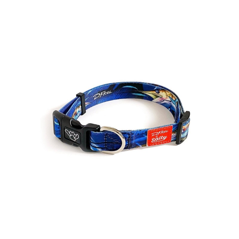 SALTY PAWS DOG COLLAR SAILFISH PRINT S