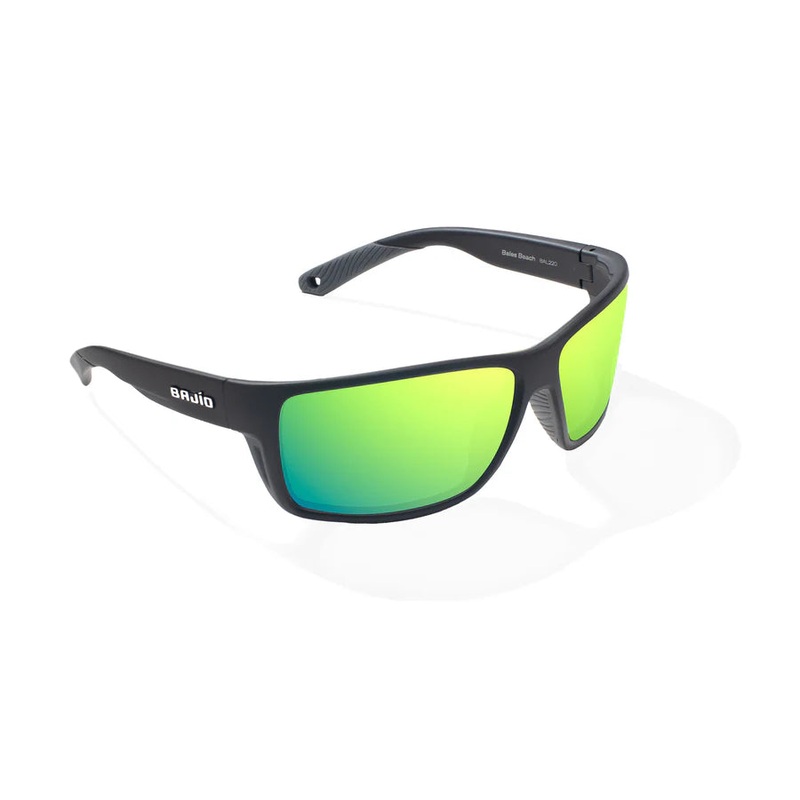Bajio – Bales Beach – Sunglasses – Black Matte/Green Mirror/Glass Green Mirror Matte Black Glass/Large