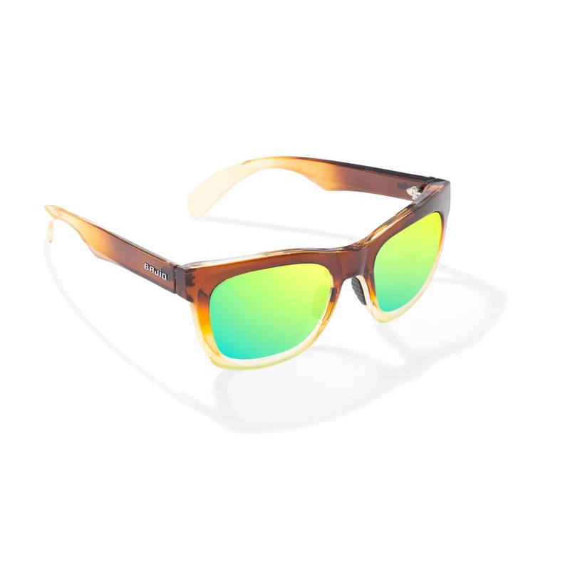 Bajio – Cometa – Sunglasses – Brown Green/Green Mirror/Glass Brown Green Sky Gloss Green Mirror Glass / Medium Fit