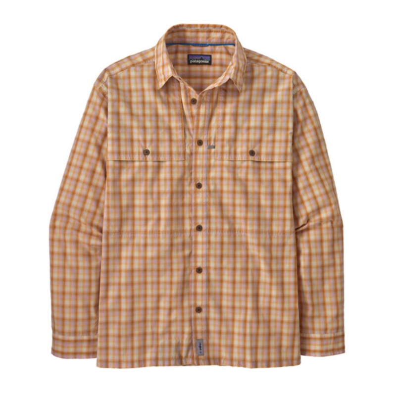 Patagonia Men’s Long-Sleeved Island Hopper Shirt – Mirrored: Golden Caramel Sale Small