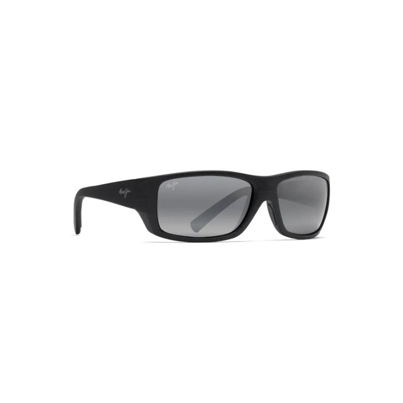 MAUI JIM WASSUP POLARIZED SUNGLASSES BLACK MATTE WOOD GRAIN NEUTRAL GREY