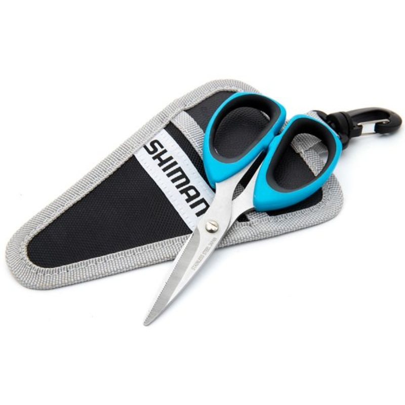 Shimano Brutas 5″ Scissors w/Sheath, Blk/Cyan Handles, High