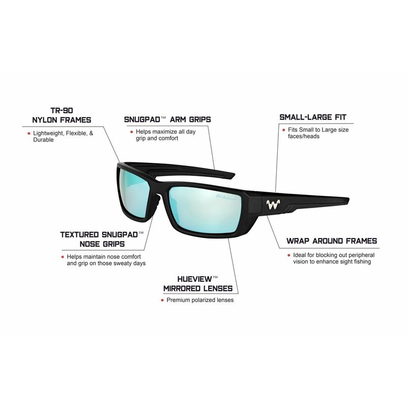 WATERLAND ASHOR POLARIZED SUNGLASSES Blue Mirror HueView Polycarbonate Black