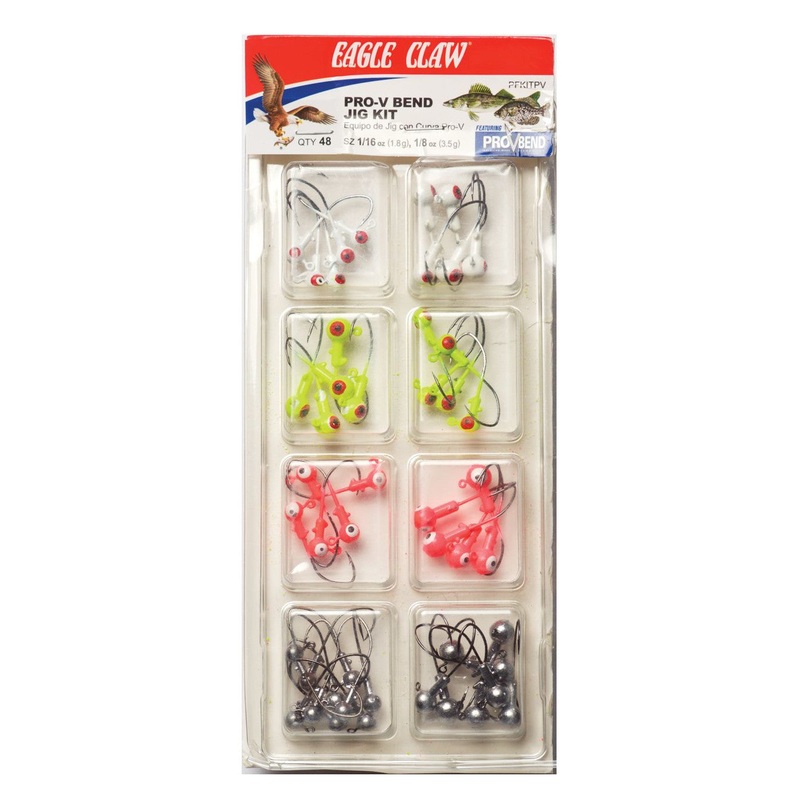 Eagle Claw Pro-V Bend Jig Kit 48-Piece Jighead Assortment