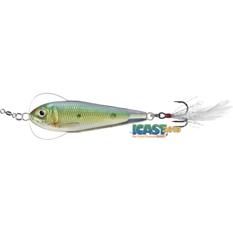 LIVETARGET Flutter Sardine Jigging Spoon Glow/Black 2 inch – 1/2 oz