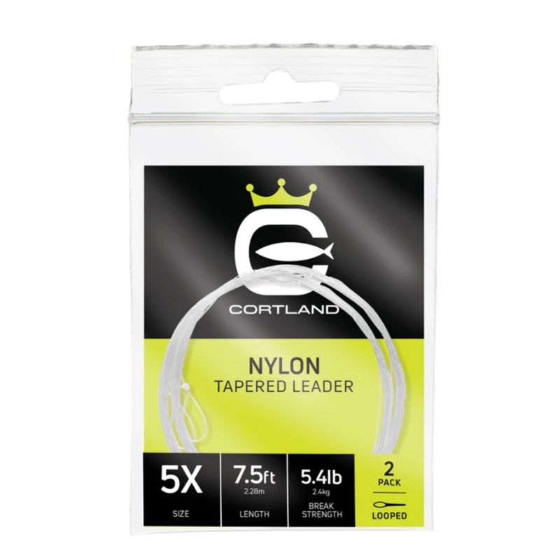 Cortland 7.5ft Looped Nylon Tapered Leader 2pk 0X