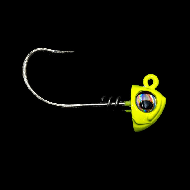 NLBN – No Live Bait Needed Hot Heads Screw Lock Jig Heads for 5″ Paddle Tails 3/4 oz Chartreuse Yellow
