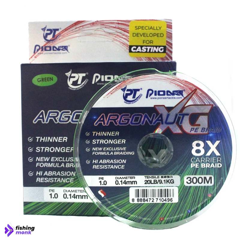Pioneer Argonaut XG 8X Braid Line | 20lb – 60lb | 300 mtr 0.14mm | 20lb Green