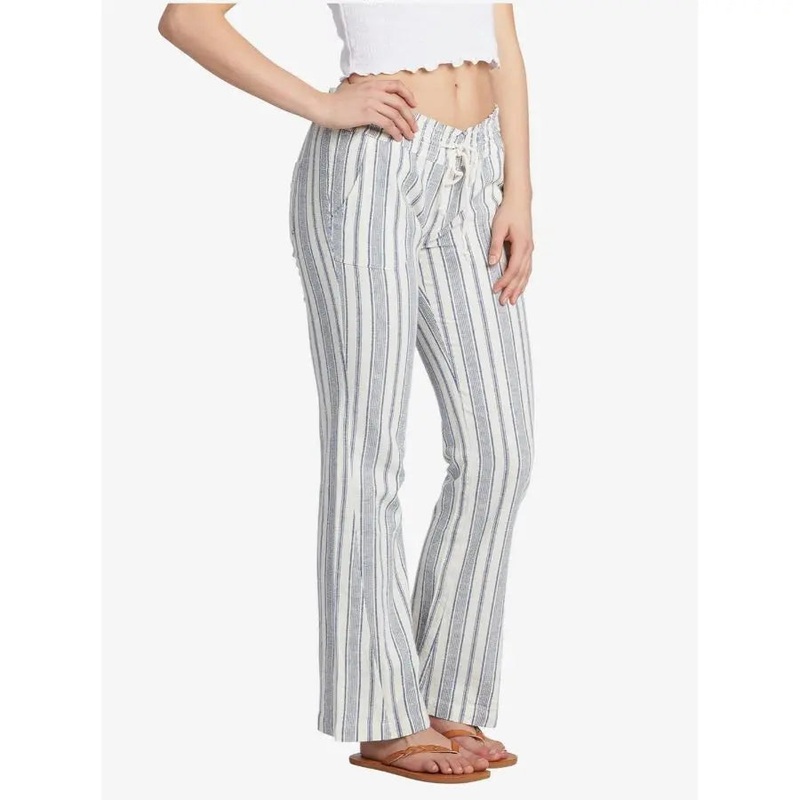 ROXY OCEANSIDE FLARE PANTS SNOW WHITE TRUE NAVY BEACHSIDE XS