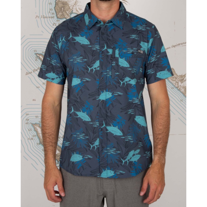 SALTY CREW PINNACLE S/S UV WOVEN SHIRT CHARCOAL XL