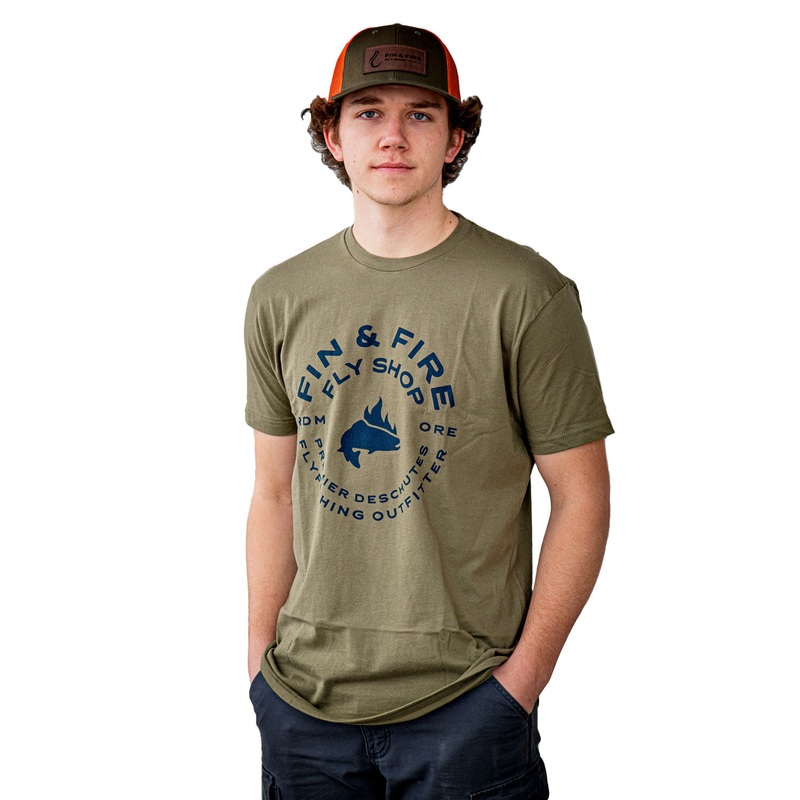 Fin & Fire Round Logo T-Shirt Military Green S