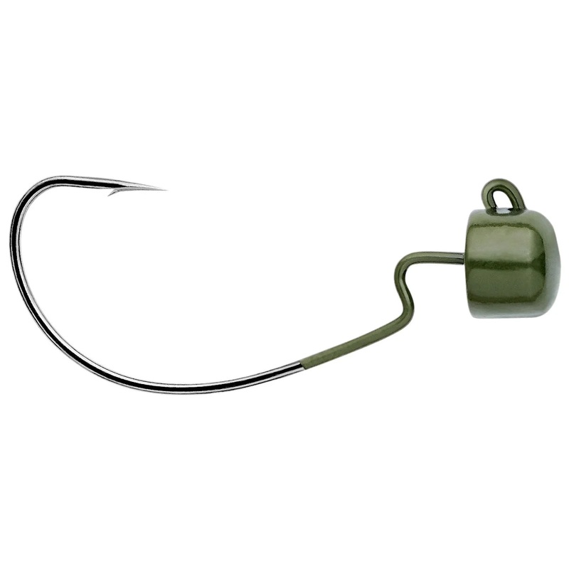 Owner Block Head Offset Jig Head (4 Pk) 1/16oz 1/0 Green Pumpkin
