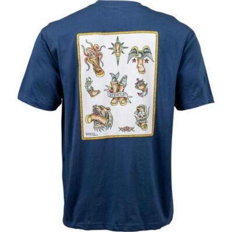 Xtratuf Flash Tattoo Short Sleeve T-Shirt Stone Dark Denim Small