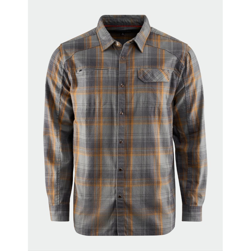 Grundens Men’s Dispatch Flannel Shirt Smoke Plaid M