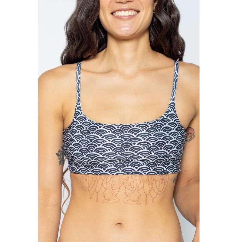 REEL SKIPPER TAHITIAN SUMMER COLLECTION BIKINI TOP WATERCOLOR WAVES XS