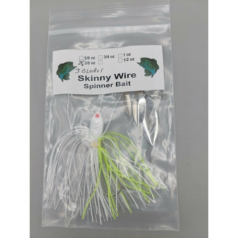 SKINNY WIRE SPINNER BAIT – 3 BLADE Crystal 3/8oz