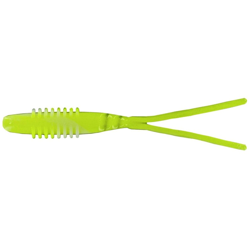 Big Bite Baits Kamikaze Swimon Split Tail – 7 Pack Chartreuse/White Swirl 4.25 Inch