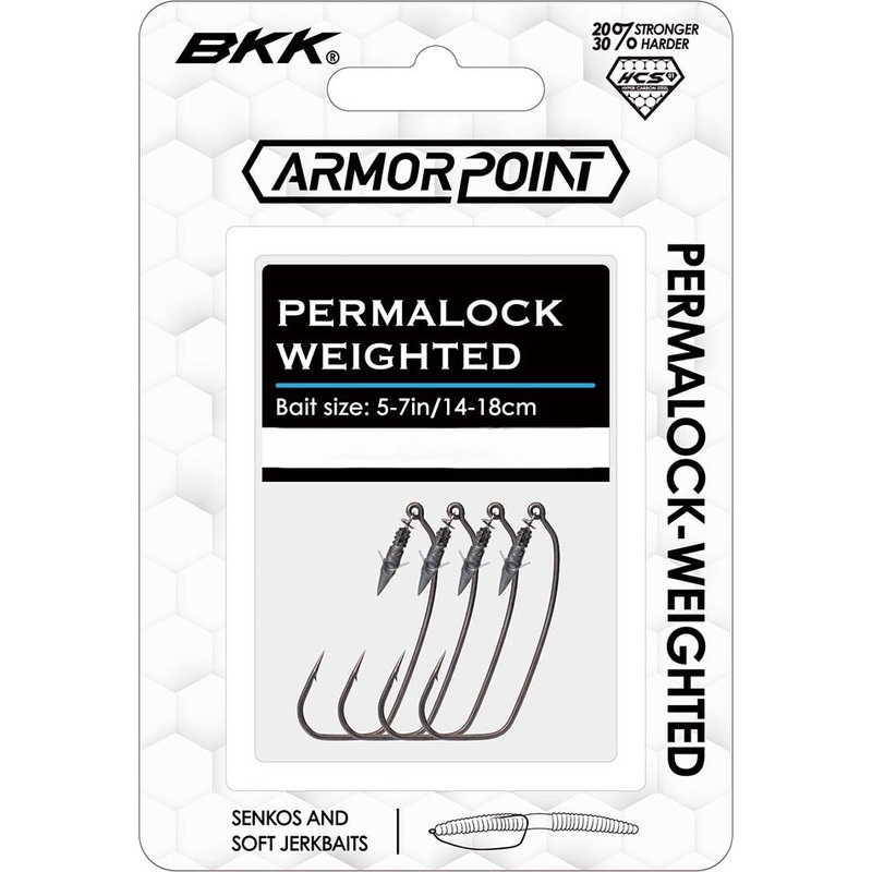 BKK Armor-Point Permalock Worm Hook + Bait Keeper Combo 1/0 Combo Kit (4x 1/0 Permalock Hooks with 2x 1/32oz & 2x 1/16oz TG Nail Weights)