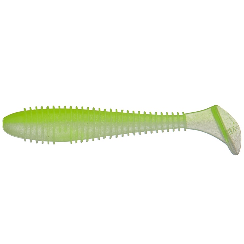 Keitech Fat Swing Impact Saltwater 3.8 inch Paddle Tail Swimbait Chartreuse Back Pearl