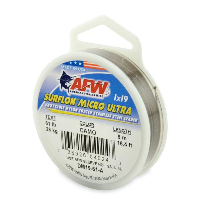 American Fishing Wire Surflon Micro Ultra Nylon Coated Stainless Steel Wire Leader Lb Test: 46lb