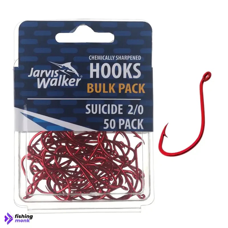 Jarvis Walker Suicide Red Hooks | 50pcs/pkt 2/0