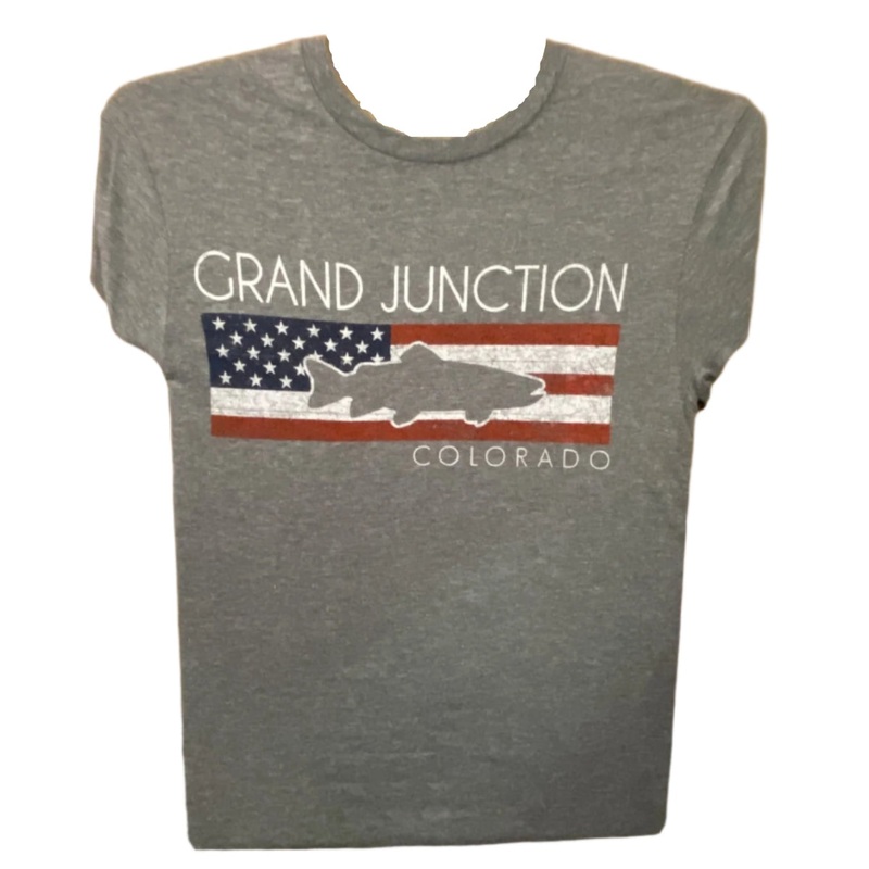 Western Anglers – Grand Junction USA Flag T Shirt Light Grey S