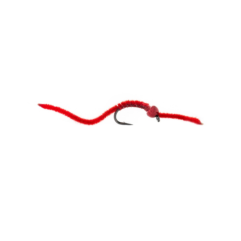 Montana Fly Company Tungsten BH Micro Worm – Red (3-Pack) 12 Red