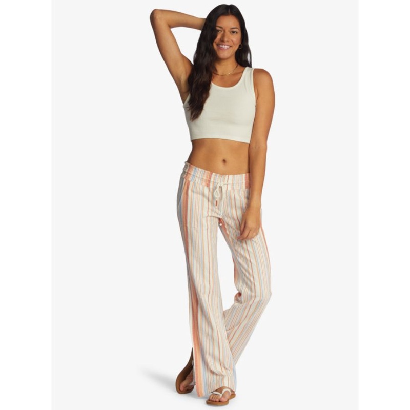 ROXY OCEANSIDE 2 FLARE PANTS SNOW WHITE TEXTURE STRIPE S