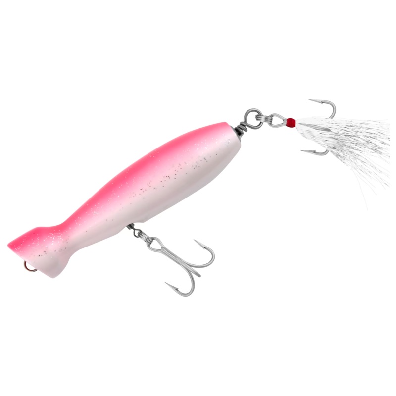 Tsunami Wood Timber Bottle Style Popper Lure 4 1/2″ Pink/White Belly 1 1/2oz