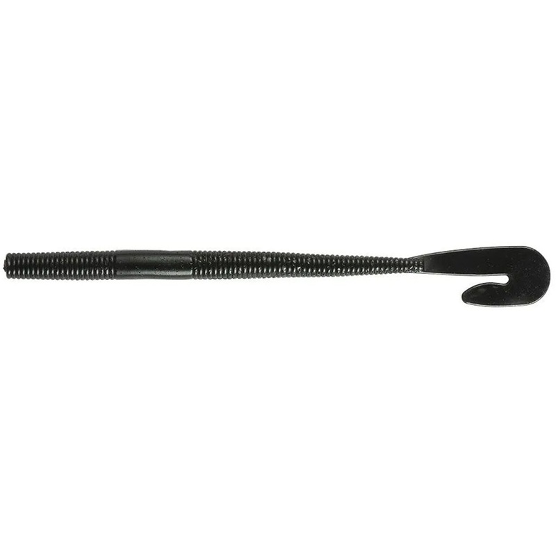 YUM Thump’n Dinger Soft Plastic Cut Tail Worm Black 6 inch – 10 pack