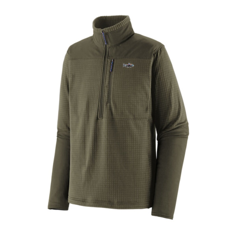 Patagonia Men’s Long-Sleeved R1 Fitz Roy 1/4-Zip – Basin Green w/Basin Green Medium