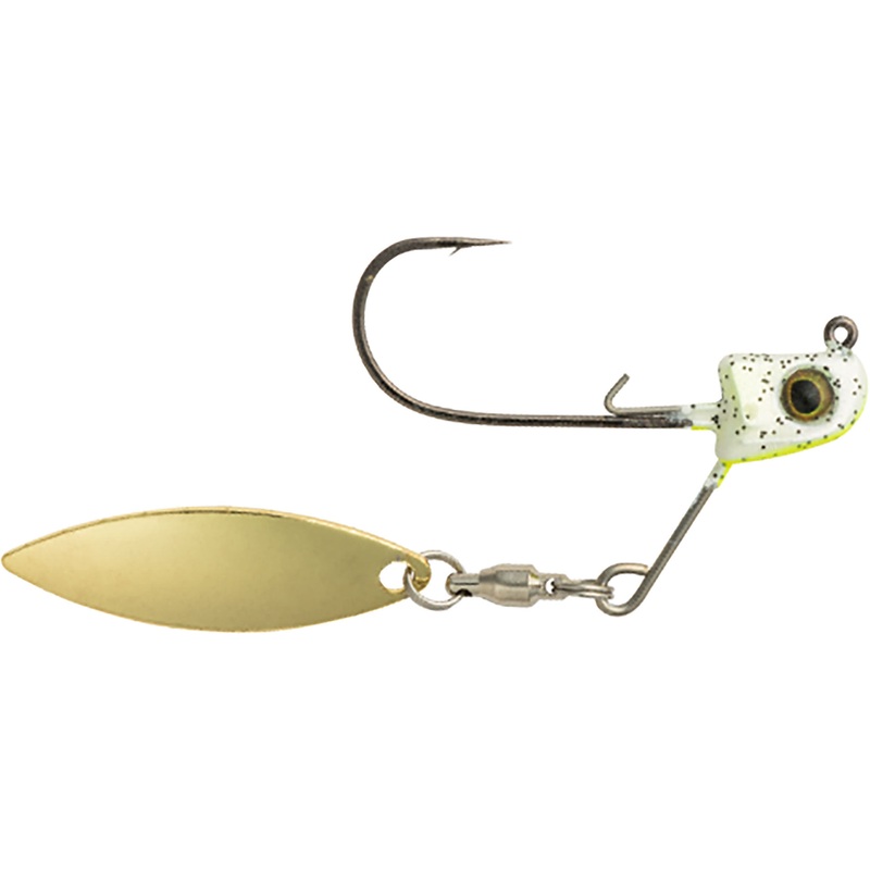 Great Lakes Finesse Sneaky Underspin Jighead – 1 Pack Chartreuse Shad – Gold Blade 3/16 oz – 1/0 – 1 Pack