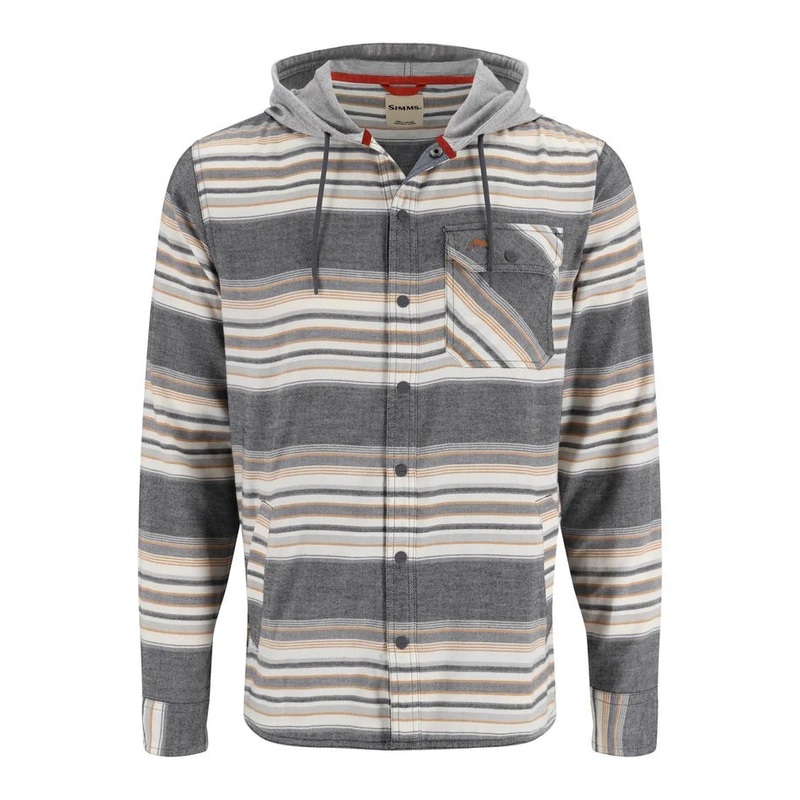 Simms M’s Santee Flannel Hoody L Black/Slate Blanket Stripe