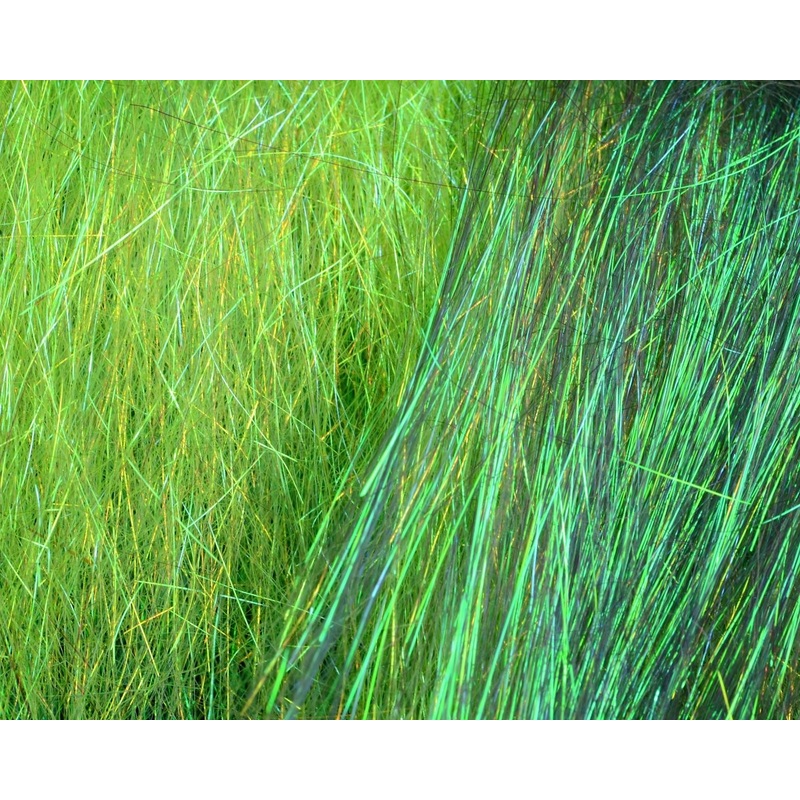 Hareline Ice Dub Minnow Back Shimmer Fringe Chartreuse Peacock Back