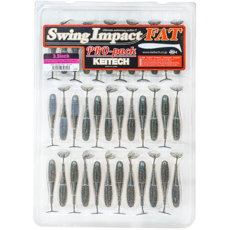 Keitech Fat Swing Impact 3.3 inch Soft Paddle Tail Swimbait – 30 Bait Pro Pack Bluegill Flash 3.3 inch – 30 pack