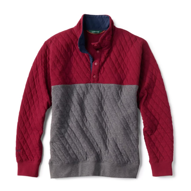 Orvis Outdoor Quilted Snap Sweatshirt – Red Heather/Dark Slate Small