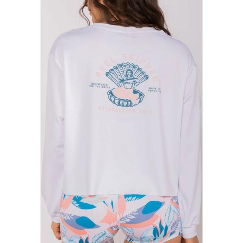 REEL SKIPPER LA GIRLFRIEND TOP L/S CLAM SHELL MERMAID – WHITE XS