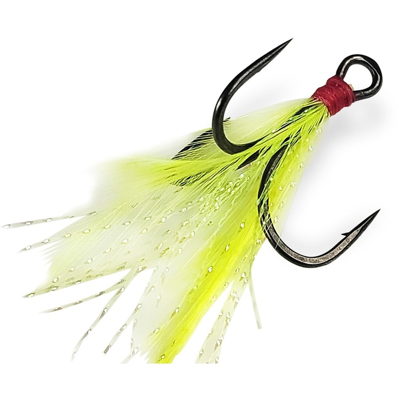 Gamakatsu G-Finesse Feathered Treble MH Hooks Chartreuse 6 – 2pk
